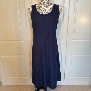 CUT LOOSE Cotton/Linen Flattering Blue Sleeveless Dress diagonal seams sz Sm